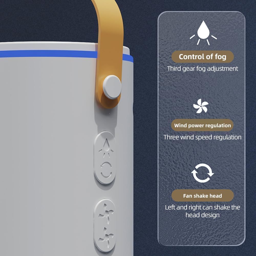 (PRIORITY)Vmoni Portable Mini Air Cooler Fan, Double-Ended Spray Rechargeable USB Cooling Fan With Mist Humidifier with 5 Meter USB Cable Quite Mini with Remote Controller (Double-Ended)