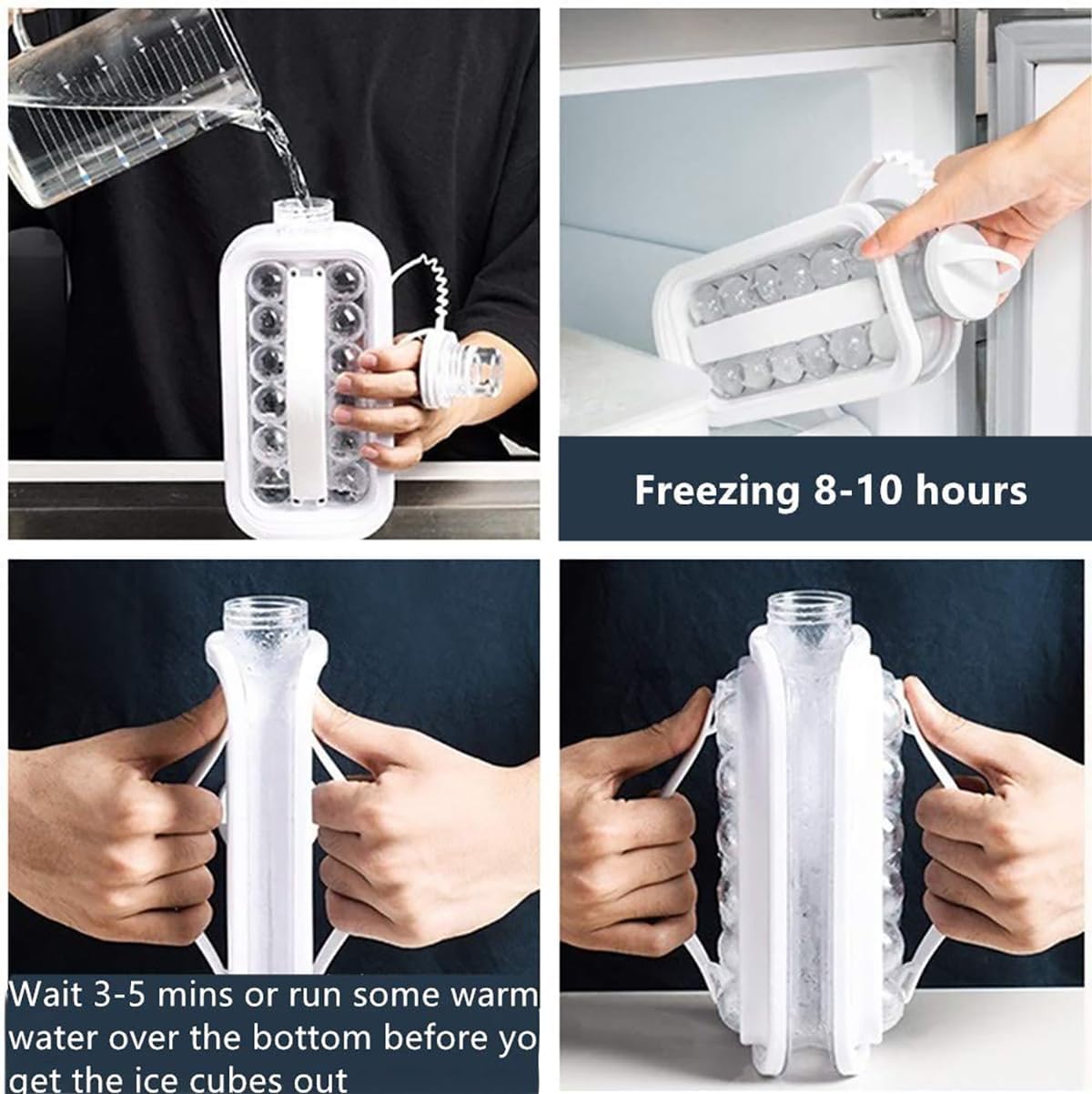 (PRIORITY)Magicwand 2-in-1 Portable Ice Ball Maker Kettle & A Juice Bottle,Easy to Make 17 Grids Round Ice Balls for Home,Parties,Diwali,Festivals (Pack of 1 Tray)