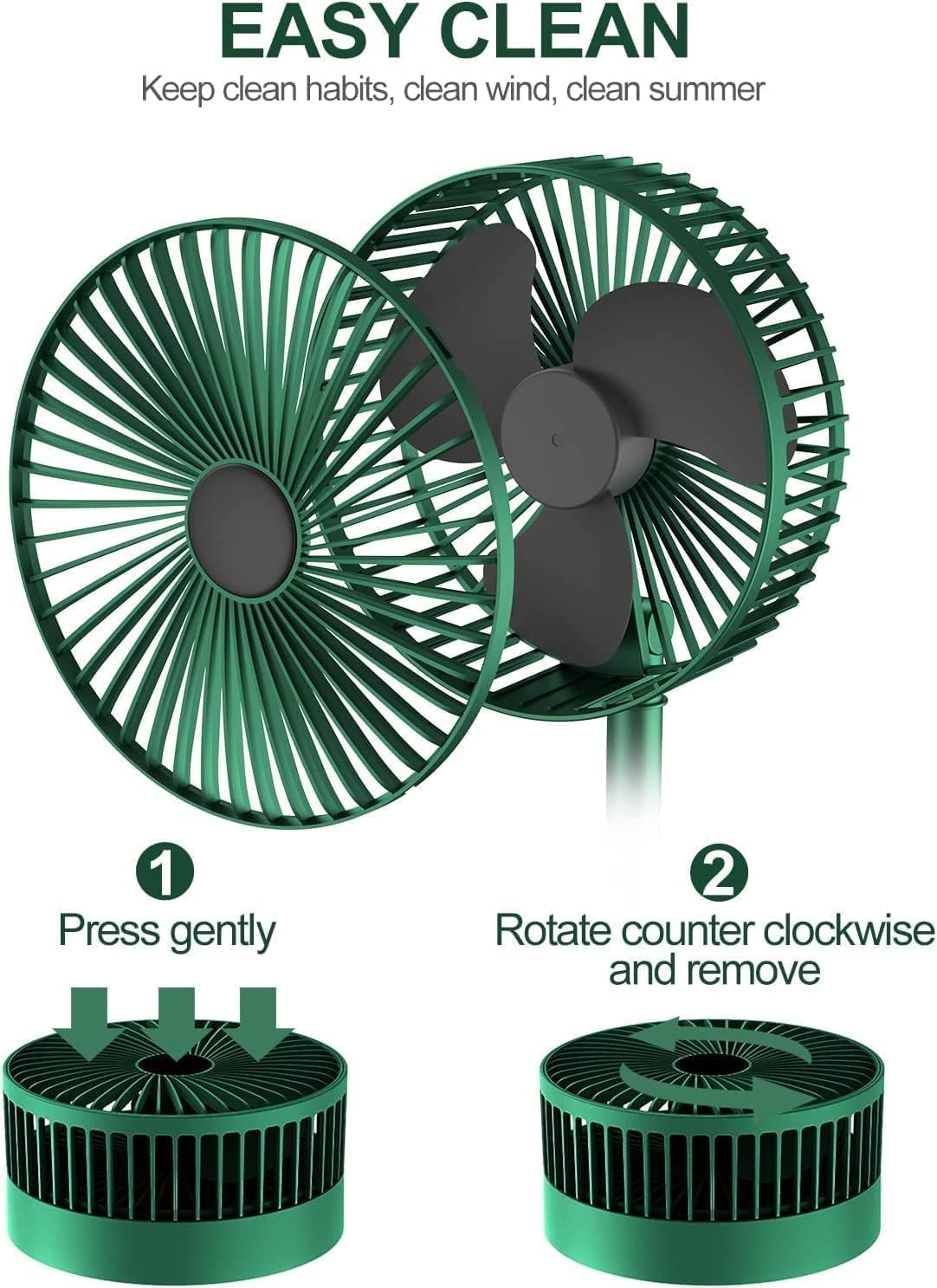 (PRIORITY)Vmoni Portable Mini Folding Fan - USB Rechargeable Standing Desk Fan - 3 Speeds - 3000mAh Battery Operated Fan for Home, Camping, Outdoor and Office, 6.5-Inch