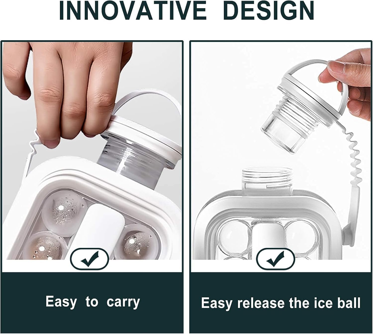 (PRIORITY)Magicwand 2-in-1 Portable Ice Ball Maker Kettle & A Juice Bottle,Easy to Make 17 Grids Round Ice Balls for Home,Parties,Diwali,Festivals (Pack of 1 Tray)